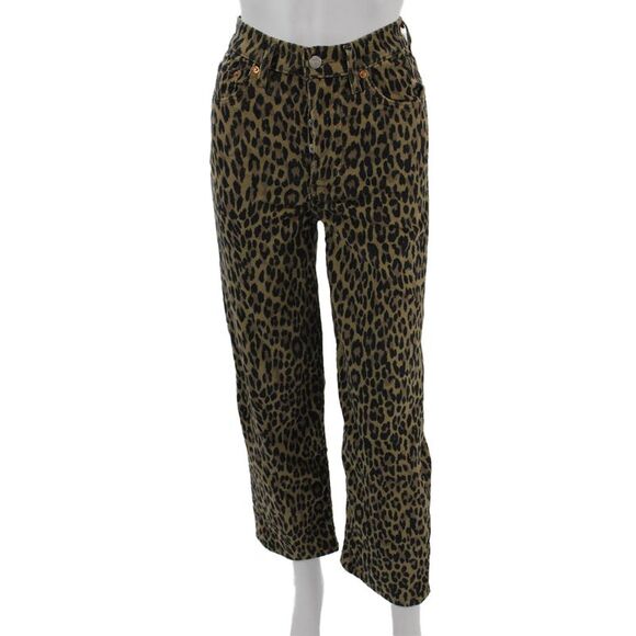 Levi's Denim - Levis Women Cropped Pants Brown Leopard Print 25in Inseam Size 24